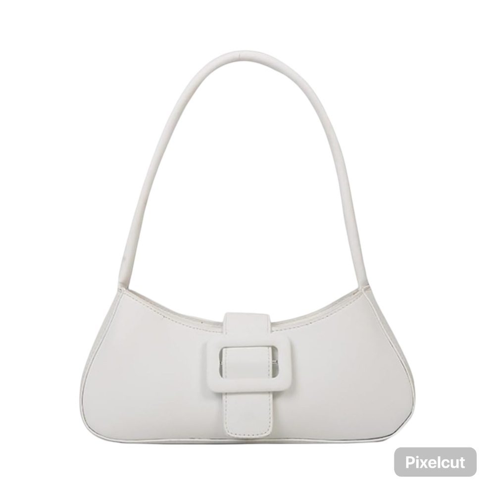 NWOT Simple White Crescent Shoulder Bag with Snap Closure